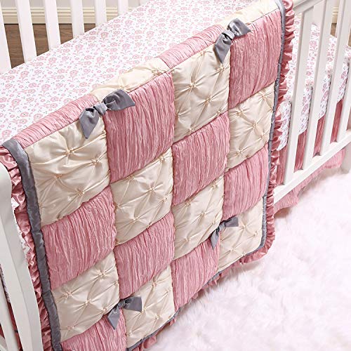 The Peanutshell Bella Crib Bedding Set For Baby Girls - 3 Piece Nursery Set - Crib Quilt, Fitted Crib Sheet, Dust Ruffle #TOP5