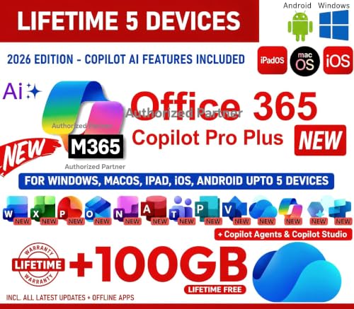 Image of OFFICESUITE 365 Professional Plus MS (2026) with New Copilot Ai Edition | (upto 5-6 Devices, Lifetime Validity) for Win, iOS, macOS, iPADOS, Android | 150GB Storage (Cloud+Outlook) for lifetime | Regular Updates with Unlimited Reinstallations