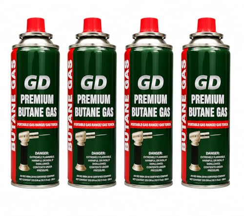 Image of Gadget Deals Pack of 4-225g Each- Camping Gas Cylinder - Butane Gas Can - Butane Gas | Butane Gas Refill -Flame Portable liquefied - Butane Gas Canister | emergencey Gas