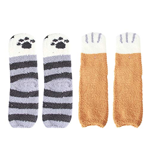 Meias femininas de gato, fofas, felpudas, aconchegantes, felpudas, aconchegantes, para o inverno, me