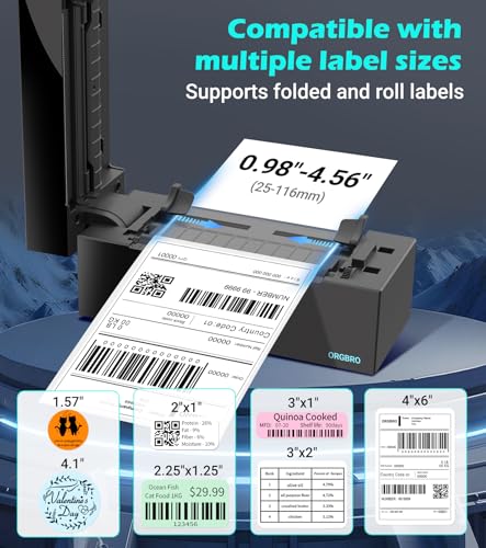 Image of ORGBRO Bluetooth Thermal Shipping Label Printer, Z1-Plus Wireless 4X6 Shipping Label Printer for Small Business Office or Home Support iPhone Android Windows macOS Chrome Amazon Shopify USPS