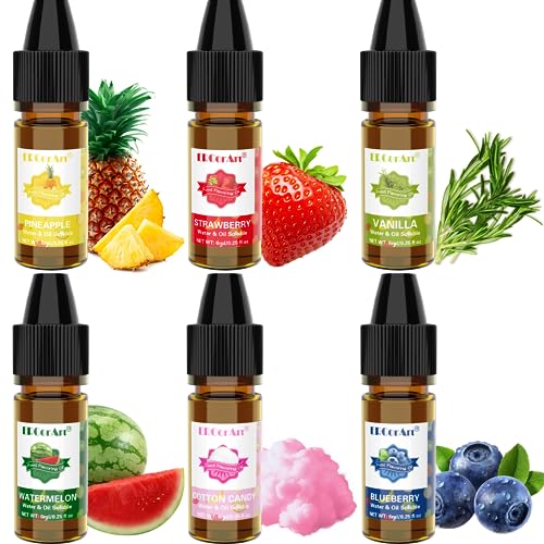 Food Flavoring Oil - Concentrated Candy Flavors, 6 Liquid Lip Gloss Flavoring Oil, Cotton Candy Pineapple Flavor Oil for Baking, Cooking, Drinks, Water & Oil Soluble - 0.25 Fl Oz