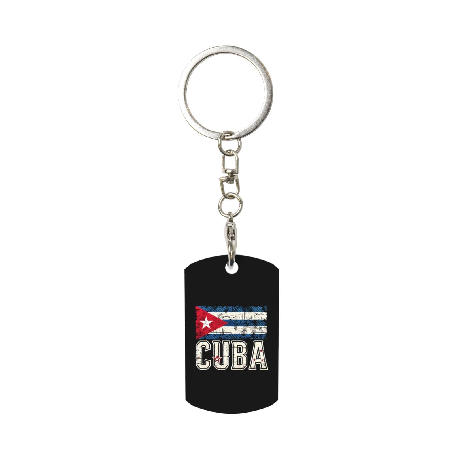 Smazdfxx Unisex As Pic Vintage Cuba Cuban Flag Keychain With Keyring Clips Car