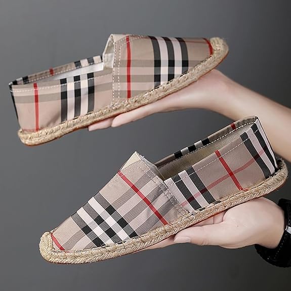 TAYGUM Casual Canvas Shoes for Men, 2025 Summer Comfortable Canvas Slip On Shoes Classical Handmade Soft Loafers(3,7)2