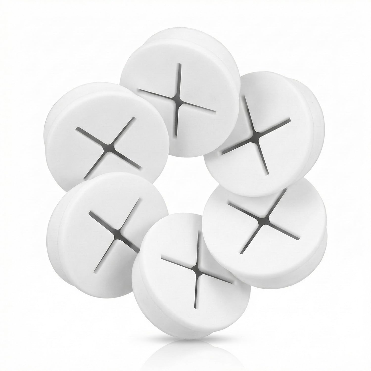 Hopzab 6 Pcs Flexible Cable Cord Grommet,25 mm White Rubber Grommets for Desk Plugs,Wire Hole Cover Wire Cable Management(White)