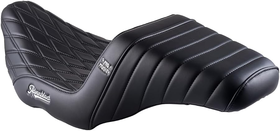 Advanblack ProMonkey Extended Reach Touring Tall Boy Seat - Compatible with 2023-2025 CVO Street Glide FLHXSE FLTRXSE & 2024 FLHX FLTRX FLHXU FLTRXSTSE (Black Stitching)