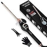 WIZCHARK 9mm Curling Wand, 3/8 Inch Skinny Hair Curler for Long & Short Hair, Professional Small Curling Iron with LED Display,Ceramic Barrel with 7 Heat Settings 270°F-450°F(Rose Gold)