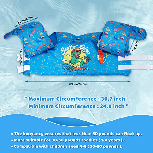 Yihata Toddler Swim Vest, Kids Swim Vest With Shoulder Harness Arm Wings For 2-6 Years, Toddler Floaties For Kids 30-50 Lbs, Kids Pool Floats Jacket Vest With Adjustable Back Strap & Secure Buckle #TOP2