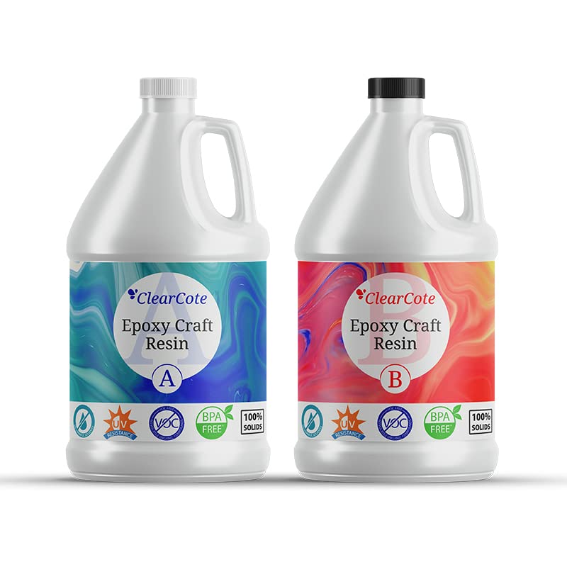 Resina epoxi de 1 galón128 onzas, resina epoxi para manualidades, 2 partes, transparente, de ajuste rápido y autonivelante, perfecto para