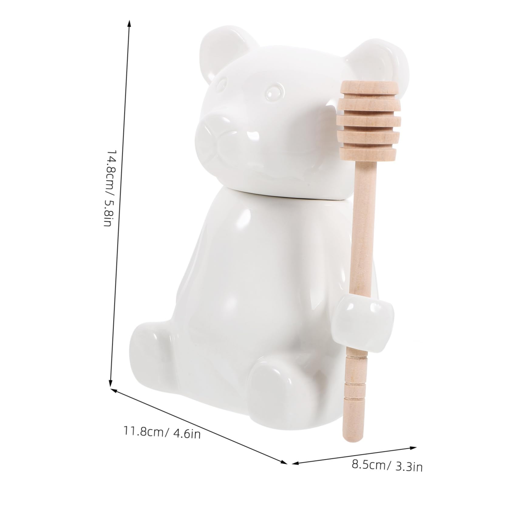 HAKIDZEL 1Set Ceramic Bear with Dipper Stick Cartoon Honey Storage Container Ceramic Honey Holder for Syrup for Kitchen Decor