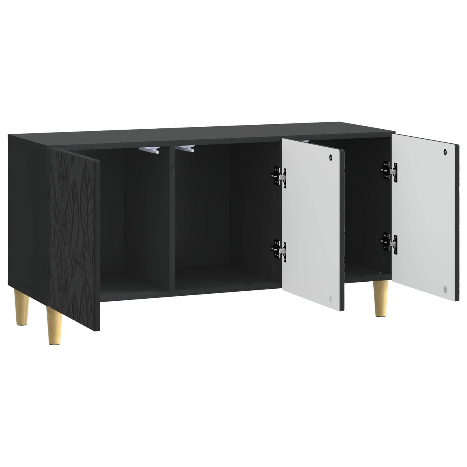 Hothingwell TV-Bank, 99 x 34,5 x 50 cm, Schwarz, Holz | Drehtür 90°, vielseitig einsetzbar, modernes Design, einfache Reinigung mit feuchtem Tuch