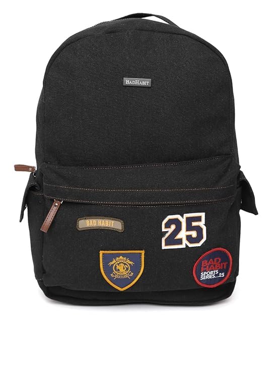 bad habit 21L Black Canvas Backpack for Men & Women | Stylish College Bag with Laptop Sleeve, Anti-Theft Pocket, Waterproof Travel Backpack with Adjustable Straps & Multi-Compartment Design-picture-12