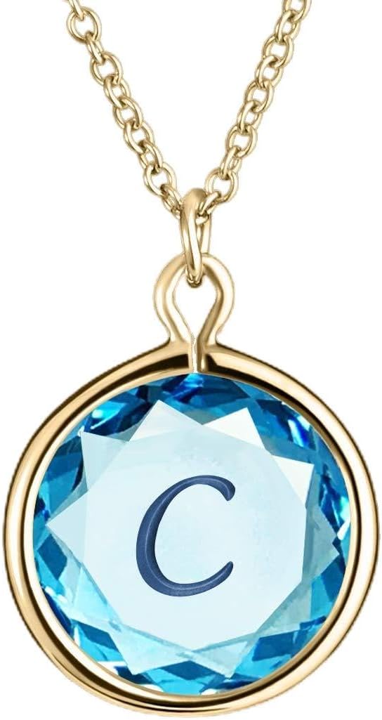 LovePendant/Necklaces Engraved and Enameled Swarovski Crystal Initial C Pendant/Necklace in Sterling Silver