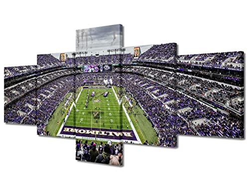 TUMOVO M&T Bank Stadium Canvas Wall Art Football Sports Stadium Wall Art for Living Room Sport Match Pictures for Bedroom Modern Home Decor Office Decorations Artwork Framed Ready to Hang, 50" Wx24 H by TUMOVO - Used condition - US$16.87