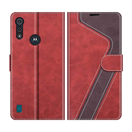 MOBESV Funda para Motorola Moto E6S, Funda Libro Magnético Carcasa para Motorola Moto E6S Funda con Tapa, Rojo