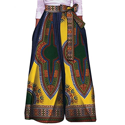 iooiooi African High Waist Printing Pants for Women Fashion Casual Wide Leg Pants