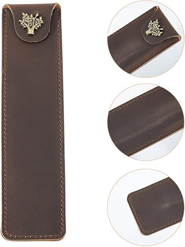 Miniatura 10 de SUPERFINDINGS 1 unids 0.669 in Long Single Leather Pen Case Portable Fountain Pen Cover Cover Pen Sleeve Pouch Leather Pencil Case Holder with Alloy