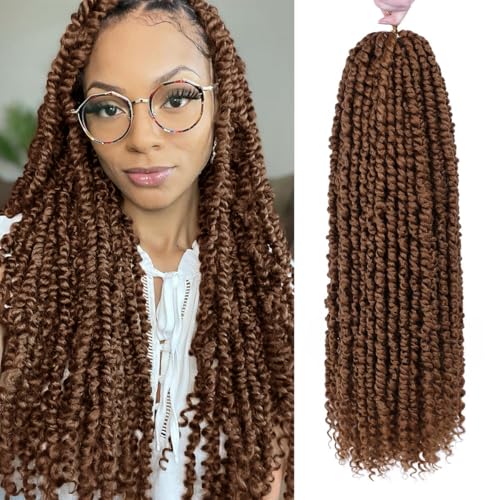 Pre-Twisted Passion Twist Hair, 8 Packs 112 Strands Pre Looped Passion Twist Braiding Hair for Women, Short Passion Twists Crochet Hair Synthetic Hair Extensions (30#, 20 Inch (Pack of 8))