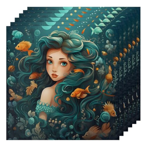 Servilletas de Tela Princesa Sirena Set 6 Unidades miniatura 1