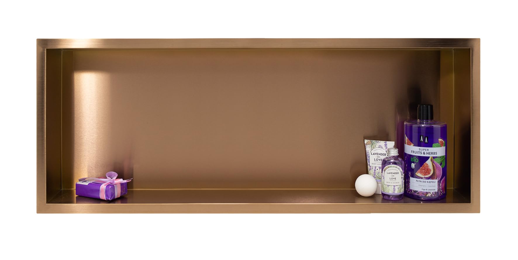 Wall-Box One Nicho de Ducha de Pared de Acero Inoxidable Cobre 90x30x7cm, Impermeable, Instalación Flexible, para Utensilios de Baño, sin Azulejos