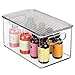mDesign Plastic Deep Storage Bin Box Container with Lid and Built-In Handles - Organization for Fruit, Snacks, or Food in Kitchen Pantry, Cabinet, Cupboard, Ligne Collection, 4 Pack, Clear/Smoke Gray