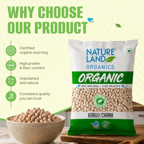 Image of Natureland Organics Kabuli Chana /White Chana /Chole 500 Gm - Organic Healthy Chana