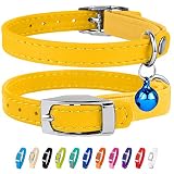 CollarDirect Leather Cat Collar, Cat Safety Collar with Elastic Strap, Kitten Collar for Cat with Be