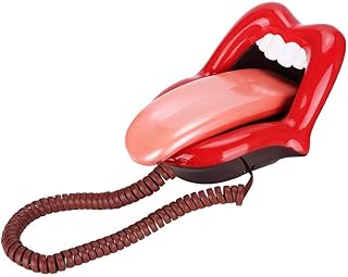 Red Mouth Telephone Retro, Red Tongue Corded Landline Novelty Sexy Lip Mouth Fixed Phone,Wired Novelty Sexy Lip Phone Cartoon Shaped Real Corded Landline, fit for Office Home Gift Decorate