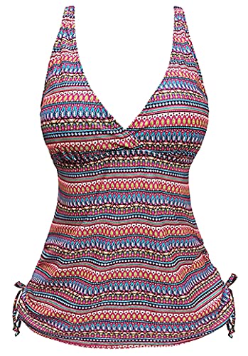Gabrielle-Aug Women's Fashion Swimsuit Sailor Stripe Adjustable Modest Swim Tankini Top Beach Swimwear(FBA)