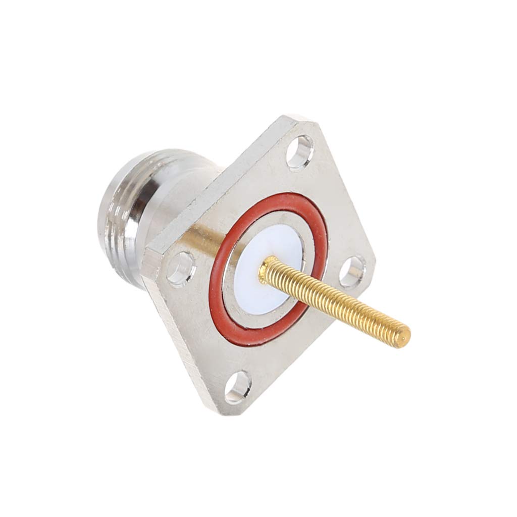Fivekim Connettore Jack in Ottone N Femmina con 4 Fori Flangia Montaggio Telaio RF Adattatore Lungo Pin a Saldatura terminale Femmina Jack Argento
