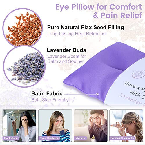 SuzziPad Lavender Eye Pillows for Relaxation with Aromatherapy, Weighted Eye Mask for Sleeping, Meditation, Hot & Cold Eye Compress for Dry Eyes, Relaxation Gifts for Women, Yoga Eye Pillow, 4 Pack