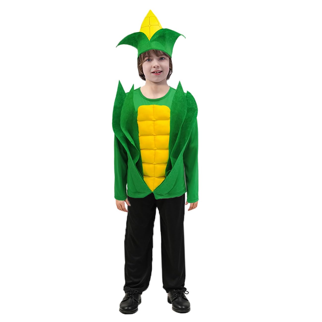 SEA HARE Unisex Kids Corn Costume Fun Halloween Vegetable Decorated Costume (S:4-6years), Green, S:4-6 Years