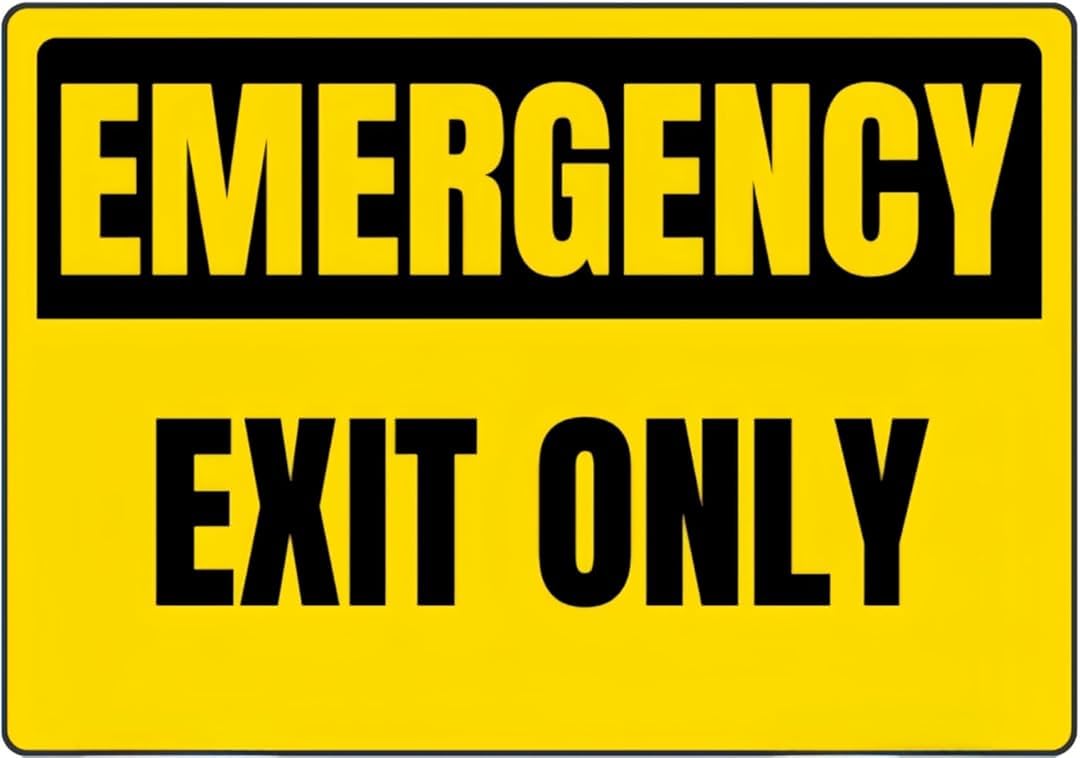 Emergency Exit Only Vintage Retro Funny Wall Décor for Home Washroom Cafe Pub Bar Office Store 8x12 Inches