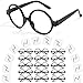 JioJioLin Lunettes de magicien avec montures rondes sans verres et tatouages en forme d'éclair pour enfants, Halloween, fête costumée de la Saint-Patrick, 16 unités de chaque, noir