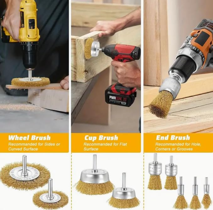 AEE® 6'lı Çelik Tel Çanak Fırça Seti Matkap Ucu Dairesel Pas Sökücü Temizleme Yağ Çapak Alma Parlatma Sıyırma Zımpara Ahşap Metal Çelik Kaynak Boya Çıkarıcı Kazıma Aparatı