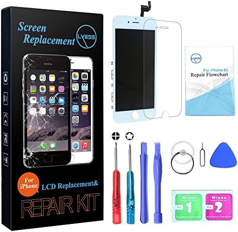 For iPhone 6S White Screen Replacement 4.7 inch - LYESS LCD Screen Display Touch Digitizer Frame Assembly Set with 3D Touch, Free Repair Tools and Professional Repair Flowchart