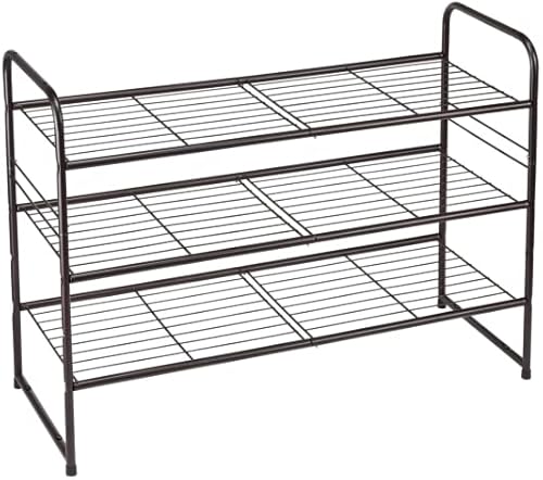 GEORIS 3-Tier Stackable Shoe Rack Shelf Organizer, Bronze