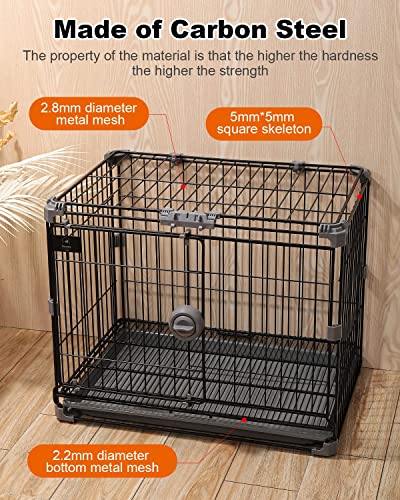 Flaruziy 24’’ Multifunction Thick Dog Crate, Small Dog Kennel Dog Playpen With Double Door And Drawer Leak-Proof Tray, Multiple Stackable, Sturdy Carbon Steel Puppy Cage For 5-12Lbs Dogs Training＆Rest #TOP5