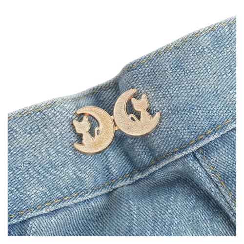 LOVSSU 8 Stück verstellbare Clips for Hosenverschluss, Hosennadel, versenkbarer Knopf, loser for die Taille, for Jeans, Passform, reduziert(A-Gold)