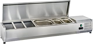 GastroHero Kühlaufsatz VRXH1500/330SS | 7 x GN 1/4 | Edelstahl | Kühlaufsatz für Gastronomie | Zutatenkühlung für Pizza, Salat & Theke | kompakt, effizient & langlebig | inkl. 5 Zwischenstäbe