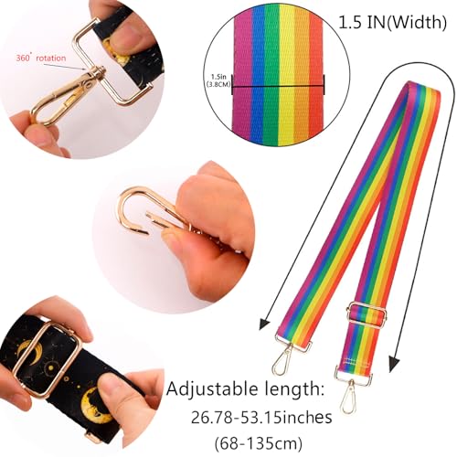 Image of Crossbody Purse Strap for Women Men Girls Boys Mother Girlfriend Gift, Replacement Bag Belt Strap for Purse Handbag Guitar Camera, Adjustable Canvas Wide Shoulder Strap with Golden Hooks