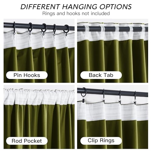 Image of RYB HOME Moss Green Velvet Blackout Curtains 84 inches Long with Hook Tape | Thermal Insulated, Privacy Protect, Room Darkening, Decorative Drapes, Bedroom Doorway Nursery, W42 x L84, 2 Panels