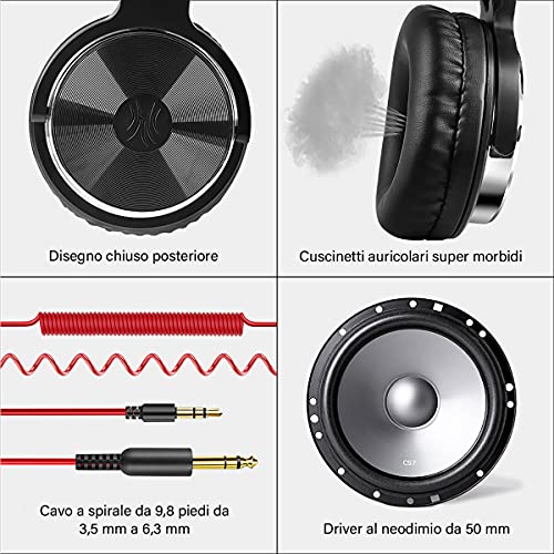 Oneodio Über Dem Ohr Kopfhörer Mit Geschlossenem Studio Zurück Dj-Überwachung Kopfhörer Ohne Isolierung Mit Ger?Uschisolierung Rosso Rot Rot Schwarz Rot