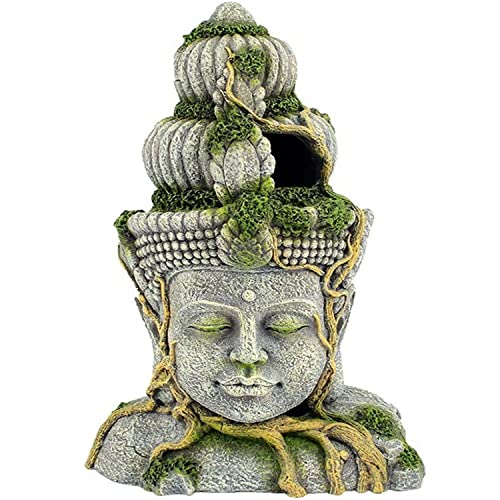 Image of Mistletoe Natural Hiding Head Buddha Statue for Aquarium Decoration Ornaments /Toy for Fish Tank ONLY for Above 2ft Tank Decor