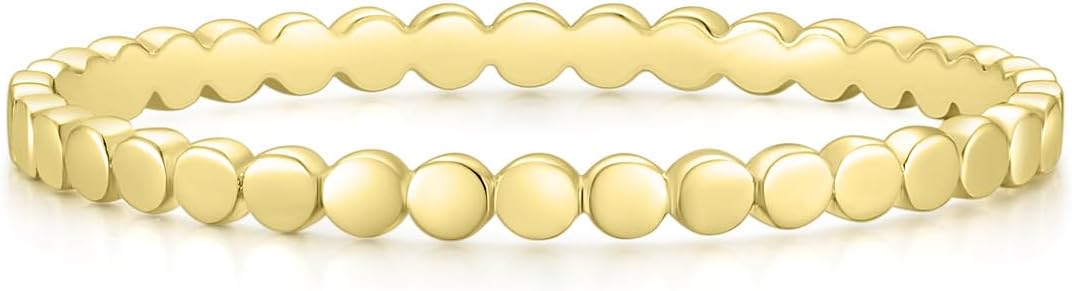 Mameloly 1.5mm 14K Gold Plated Wedding Bands for Women Dainty Stackable Thin Dot Ring Statement Ring Size 3-12
