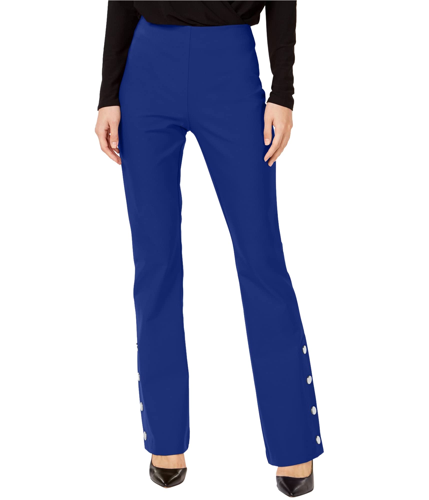 I-N-C Womens Snap Bottom Stretch Casual Trouser Pants Blue 0