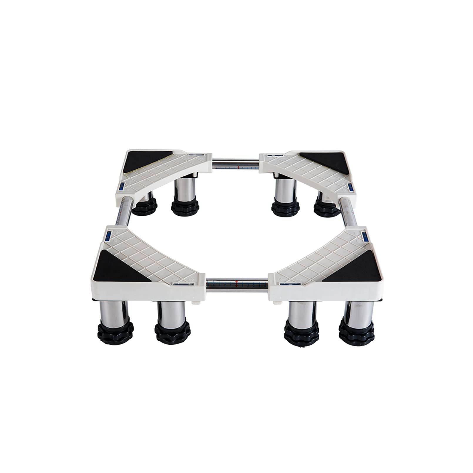 Verstellbarer Waschmaschinensockel für Waschmaschine, rostfrei, robust, verstellbarer Gerätesockel, Länge 51–72 cm, Breite 46–68 cm, Kühlschrankhalter, Ständer für Herde, Spülmaschine