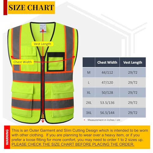 Reflective Safety Vest for Men Women Hi Vis Vest with 8 Pockets High Visibility Mesh Reflective Vest Meets ANSI/ISEA Standards (Yellow-07, Large) - Image 4