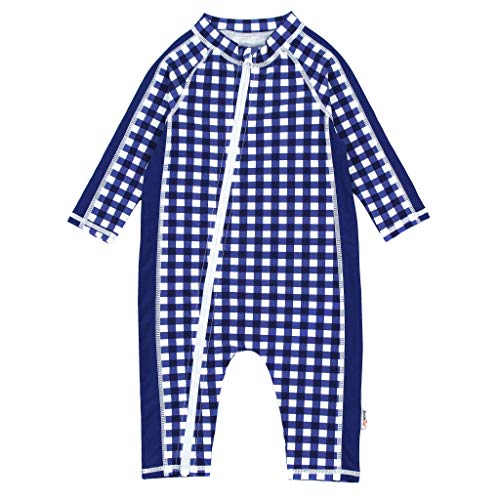 Swimzip Boys Long Sleeve Sunsuit Romper - Upf 50+ - Navy Gingham - 18-24 Month #TOP6