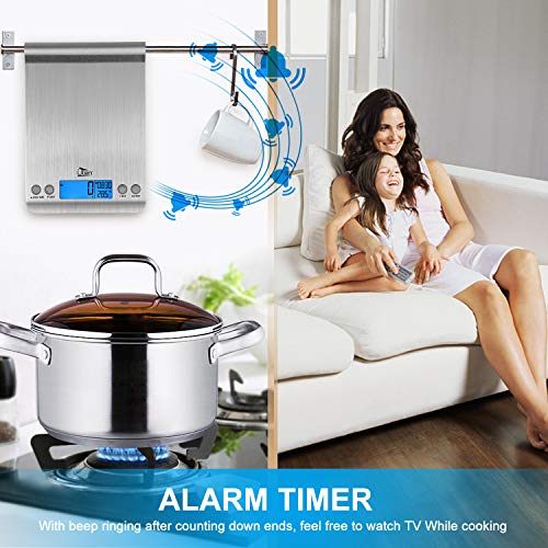 Uten Digital Kitchen Scale Ultra Slim Multifunction Stainless Steel Hook Design Food Scale 11lb 5kg With Back-Lit LCD Display Fingerprint Resistant Coating Battery included